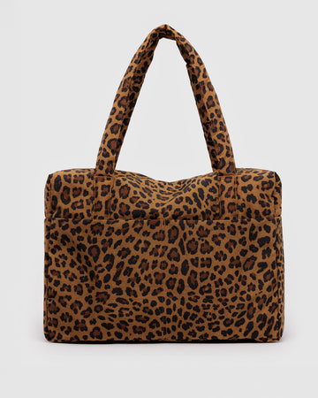 dark brown leopard cloud carry on bag