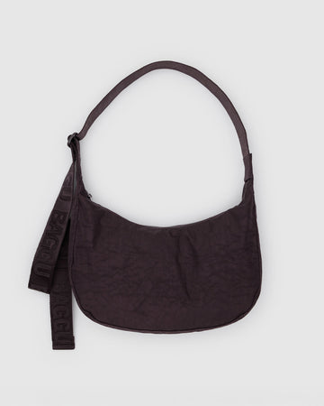 chocolate plum medium crescent bag