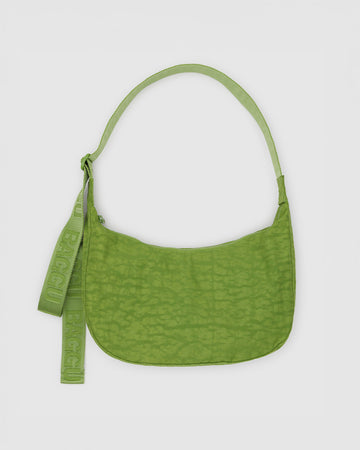 bright green medium nylon crescent bag with monochromatic strap