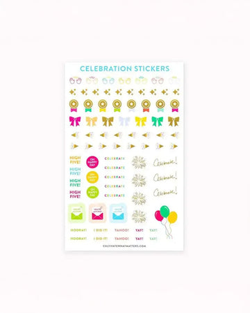 4 sheets of celebration themed stickers for planners