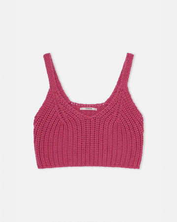 fuschia knit cropped tank