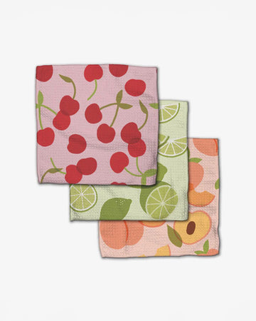 set of three fruit themed dishcloths