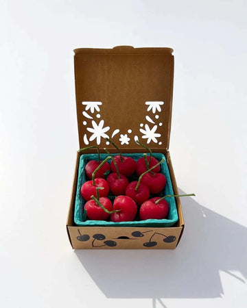 set of 10 cherry shaped birthday candles in box