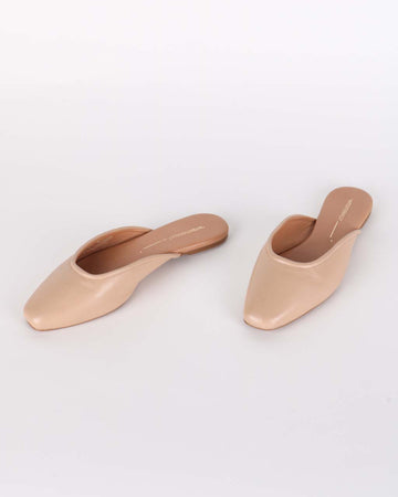 tan leather slide on mules