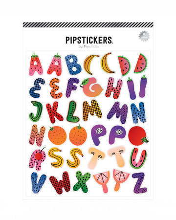 5 sheets of fruit and veggie alphabet stickers