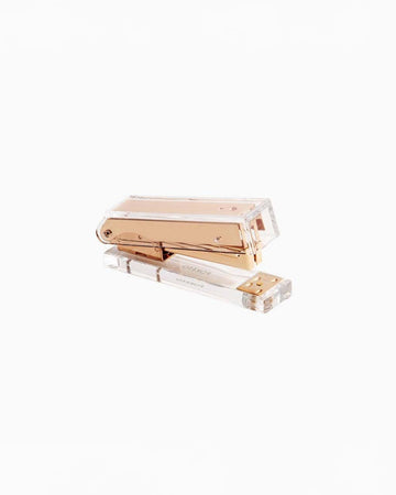 side view of gold acrylic stapler