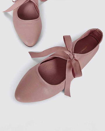 ballerina pink tie ballet flat