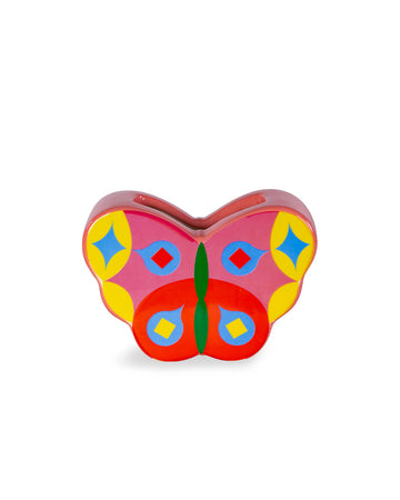 petite ceramic multicolor butterfly vase