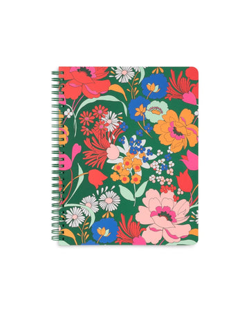 Emerald green mini notebook with floral pattern cover